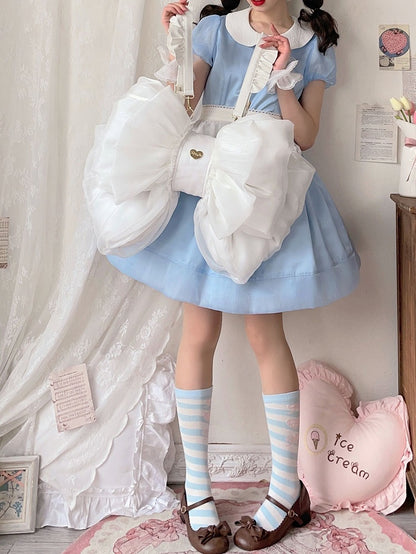 White Big Bow Backpack 3 Size Options