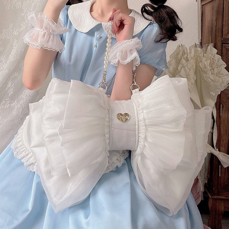 White Big Bow Backpack 3 Size Options