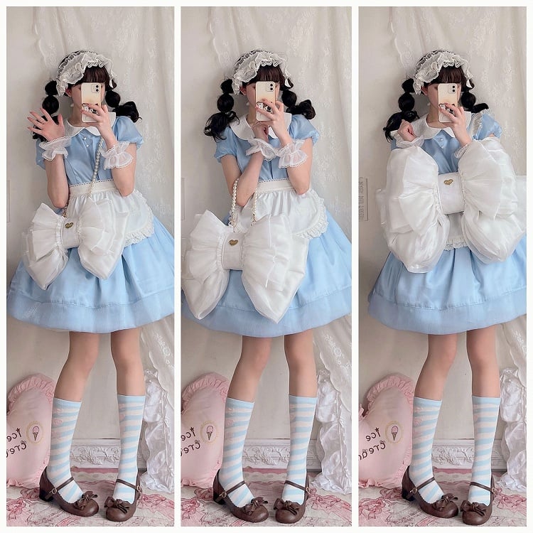 White Big Bow Backpack 3 Size Options