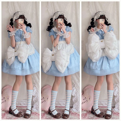 White Big Bow Backpack 3 Size Options