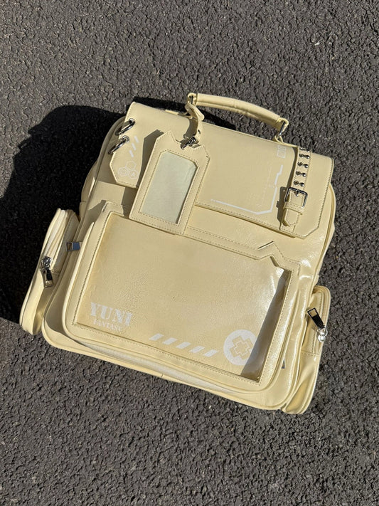 Cute Kitty Ear Design Yellow Ita Backpack with Detachable Chain Detail