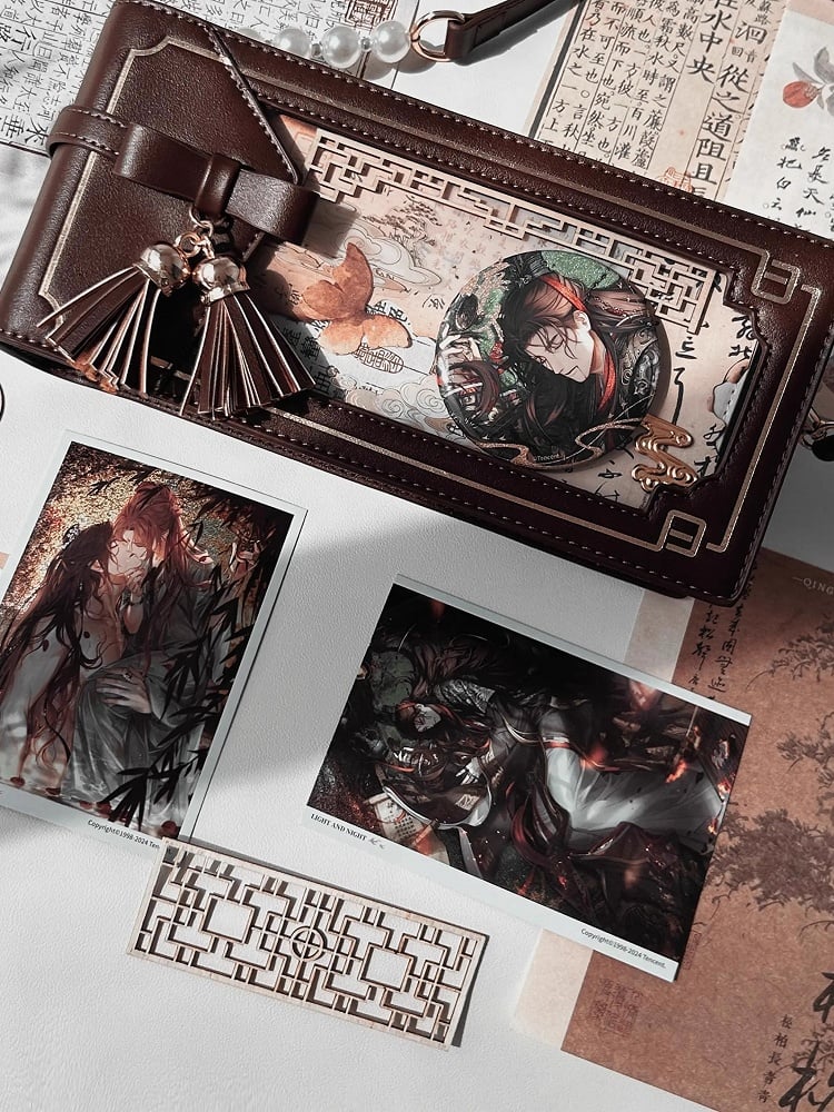 Brown PU Floral Pattern Cheongsam Style Ita Bag With Bow & Fringe Accent