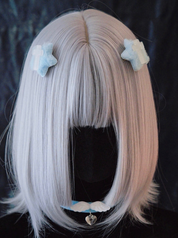 Crosses Decorated Blue Plush Star-shaped Hairclips