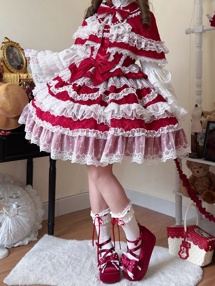 Pink / Blue / Red / Apricot / Black Peter Pan Collar Cape