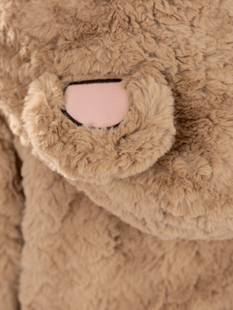 Brown Fluffy Teddy Bear Jacket with Ears Hood for Girls/Women