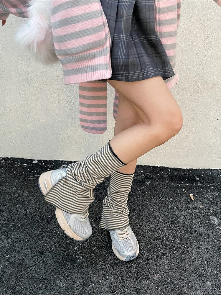 6 Color Options Striped Pattern Split Leg Warmers