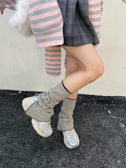 6 Color Options Striped Pattern Split Leg Warmers