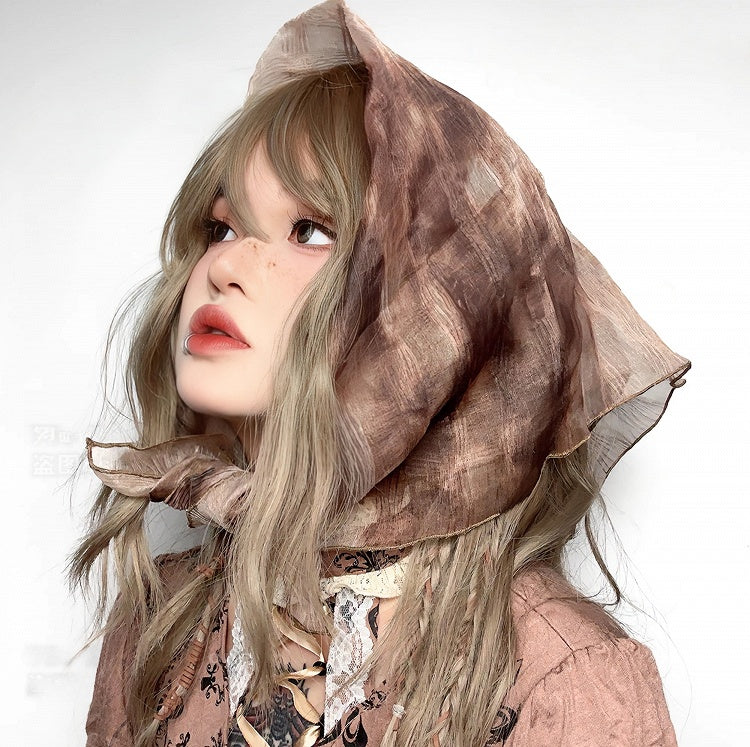 Dark Brown Y2K Tie-dyed Scarf