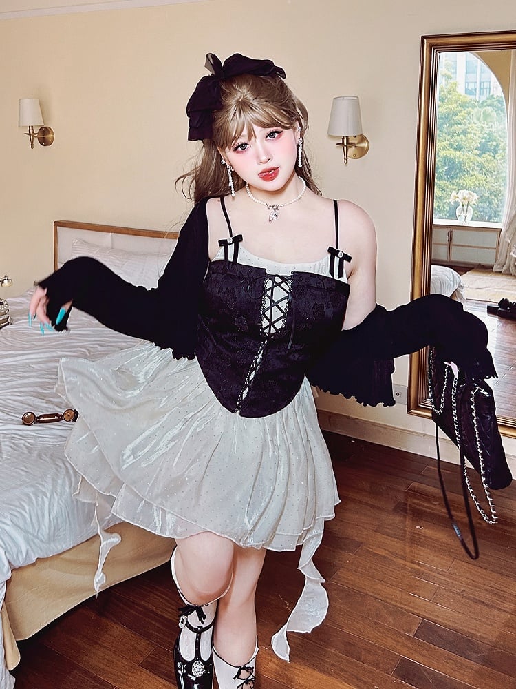 Plus Size Black Long Sleeves Cardigan