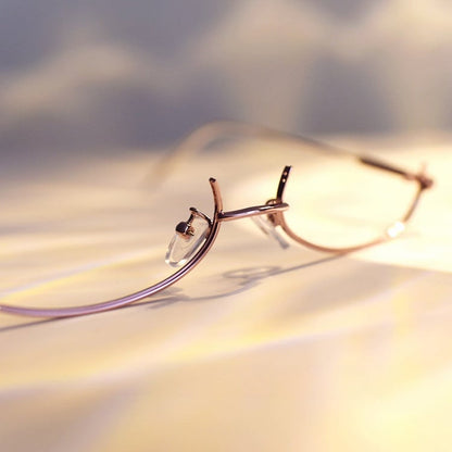 Cyberpunk Rose Gold Semi-rimless Glasses Y2K Lensless Eyeglasses Frame