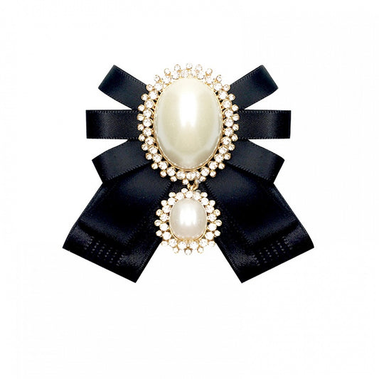 Vintage Pearl Bow Tie Brooch