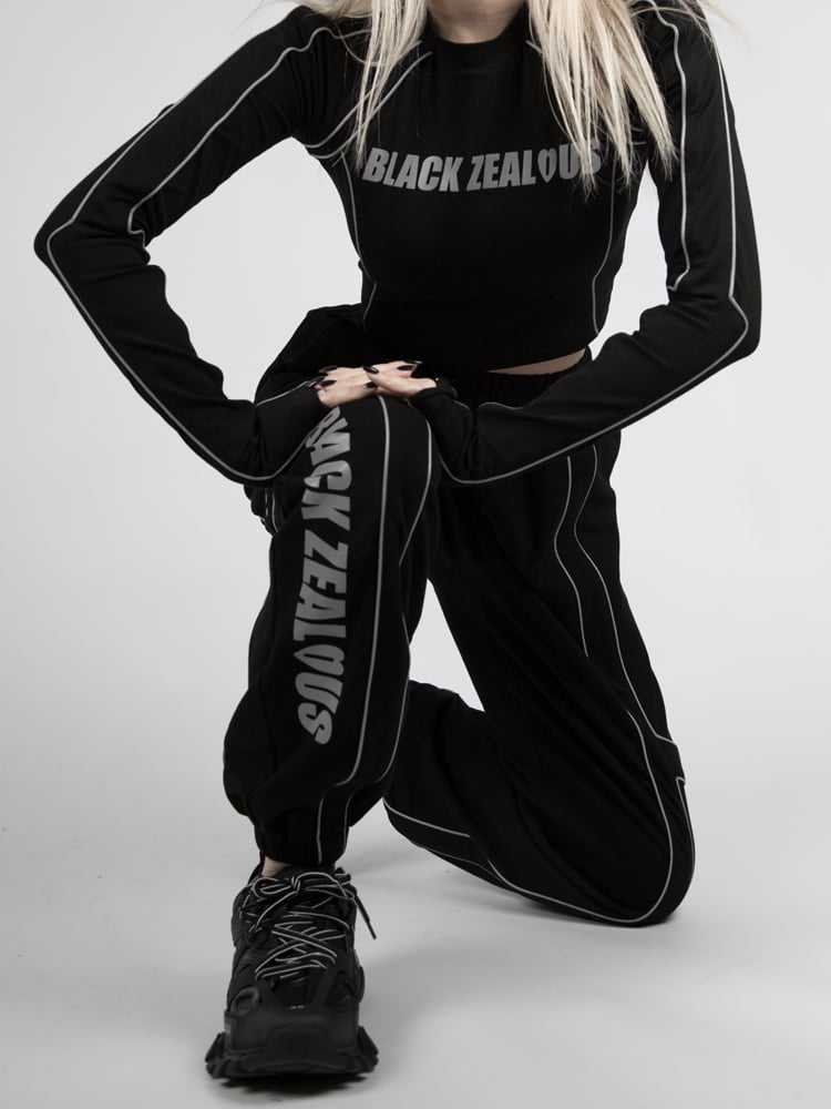 Futuristic Cyberpunk Reflective Long Sleeves Cropped Top