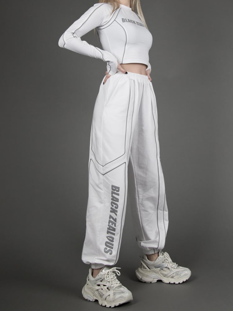 Futuristic Cyberpunk White Reflective Sweatpants