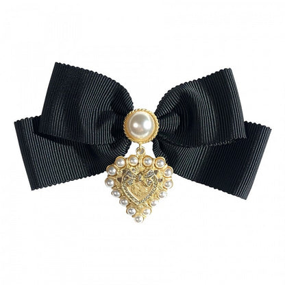 Baroque Black Vintage Retro Ribbon Bow Lolita Brooch