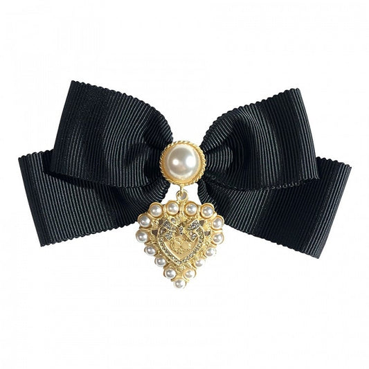 Baroque Black Vintage Retro Ribbon Bow Lolita Brooch