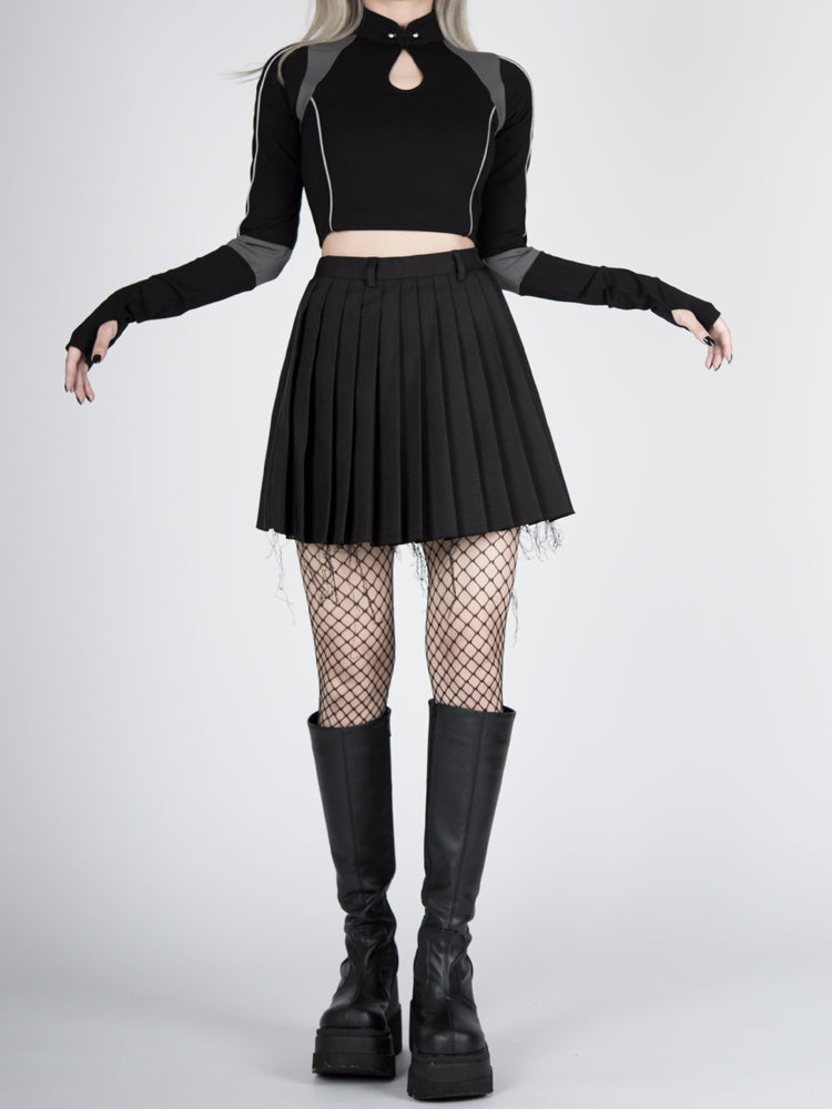 Futuristic Cyberpunk Stand Collar Long Sleeves Cropped Top