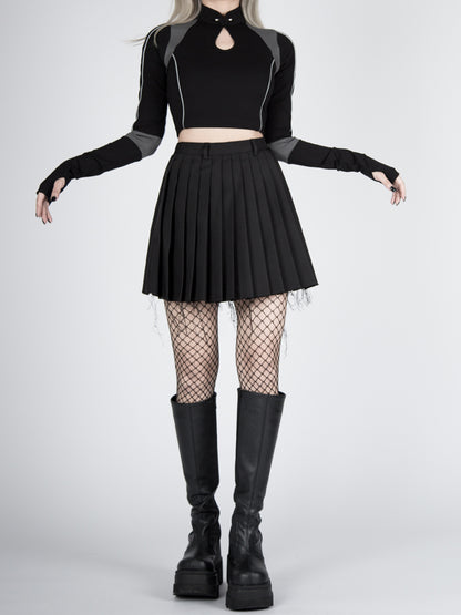 Futuristic Cyberpunk Stand Collar Long Sleeves Cropped Top