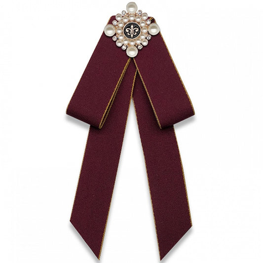 Bow Shirt Tie Pearl Brooch