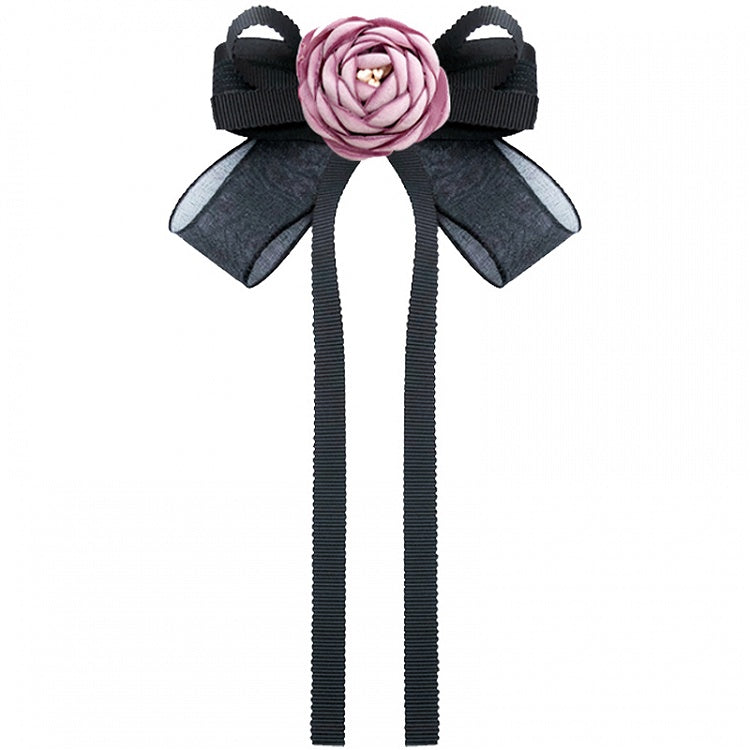 Rose Flower Streamer Bow Tie