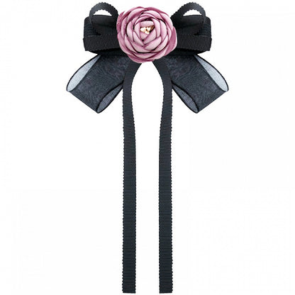 Rose Flower Streamer Bow Tie