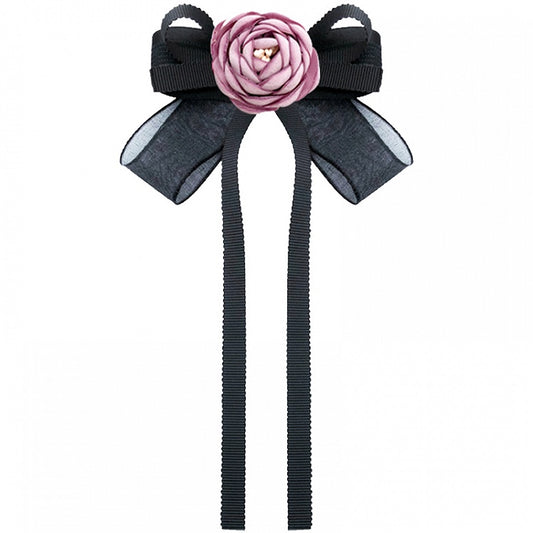 Rose Flower Streamer Bow Tie