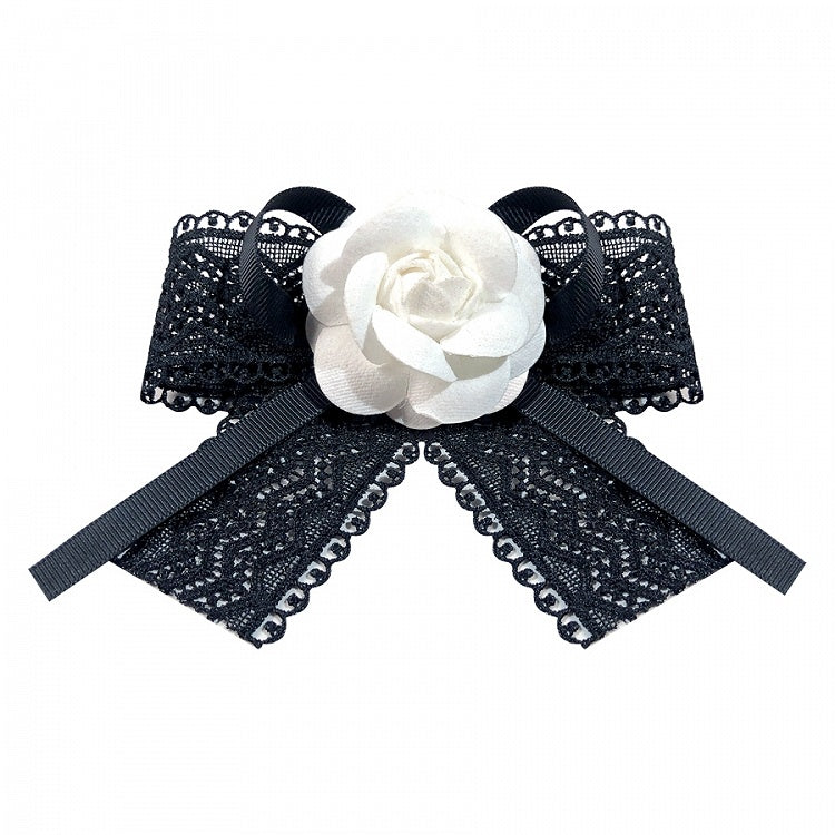 Black Lace Vintage Retro Lolita Bow Brooch