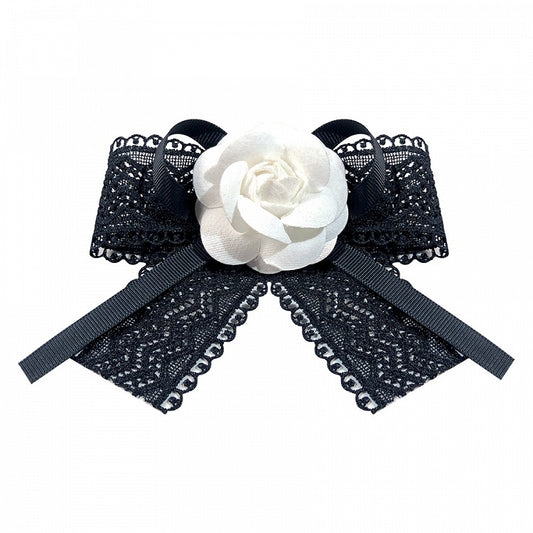 Black Lace Vintage Retro Lolita Bow Brooch