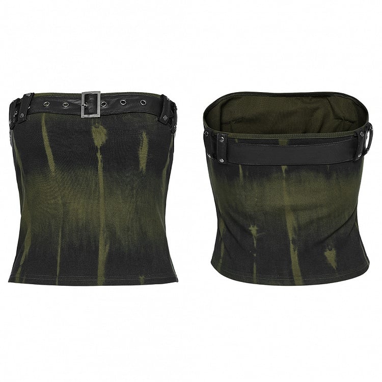 Black and Green Sexy Printed Tube Top