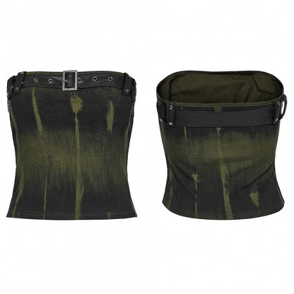 Black and Green Sexy Printed Tube Top