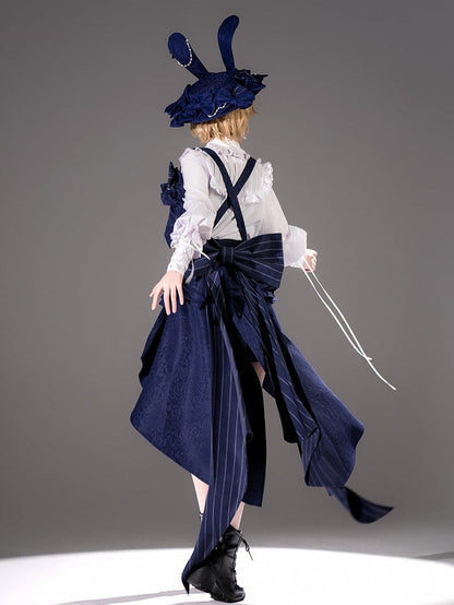 Bunny Theater Royal Blue Striped Bowknot Train