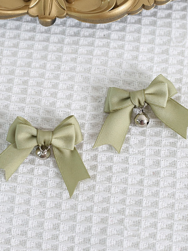 14 Colors A Pair of Cute Bowknot Hairclips with Bell Charm