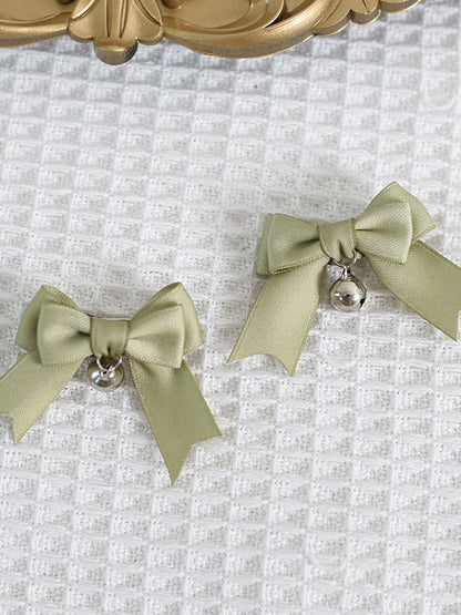 14 Colors A Pair of Cute Bowknot Hairclips with Bell Charm