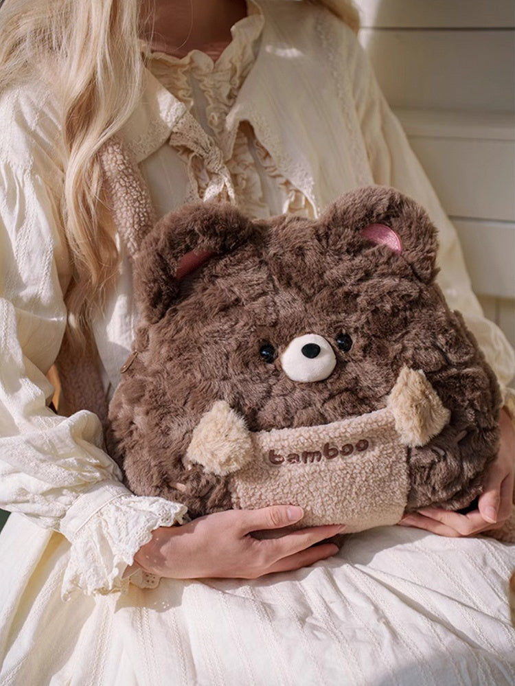 Brown Plush Cute Bear Backpack