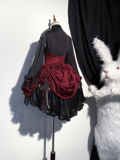 Clearance-Size XS for Bust 80CM Black Gothic Lolita Sleeveless Shirt with Detachable Sleeves