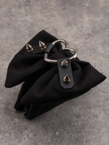 Gothic Heart Buckle With Studs Decorated Black Bow Claw Clip