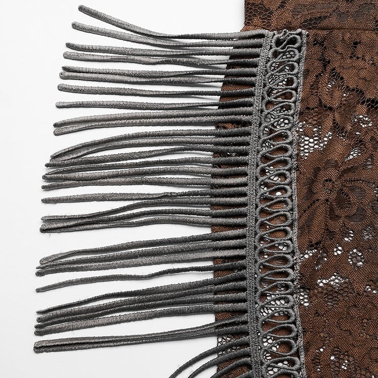 Clearance-Size L for Waist 77CM Coffee Goth Lace Trousers