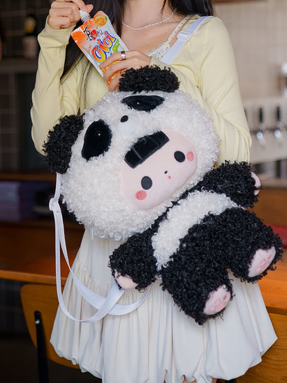 Black&White 38cm Plush Panda Backpack Detachable Shoulder Straps