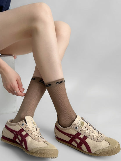 White/Brown/Black/Khaki Letter Embroidered Socks