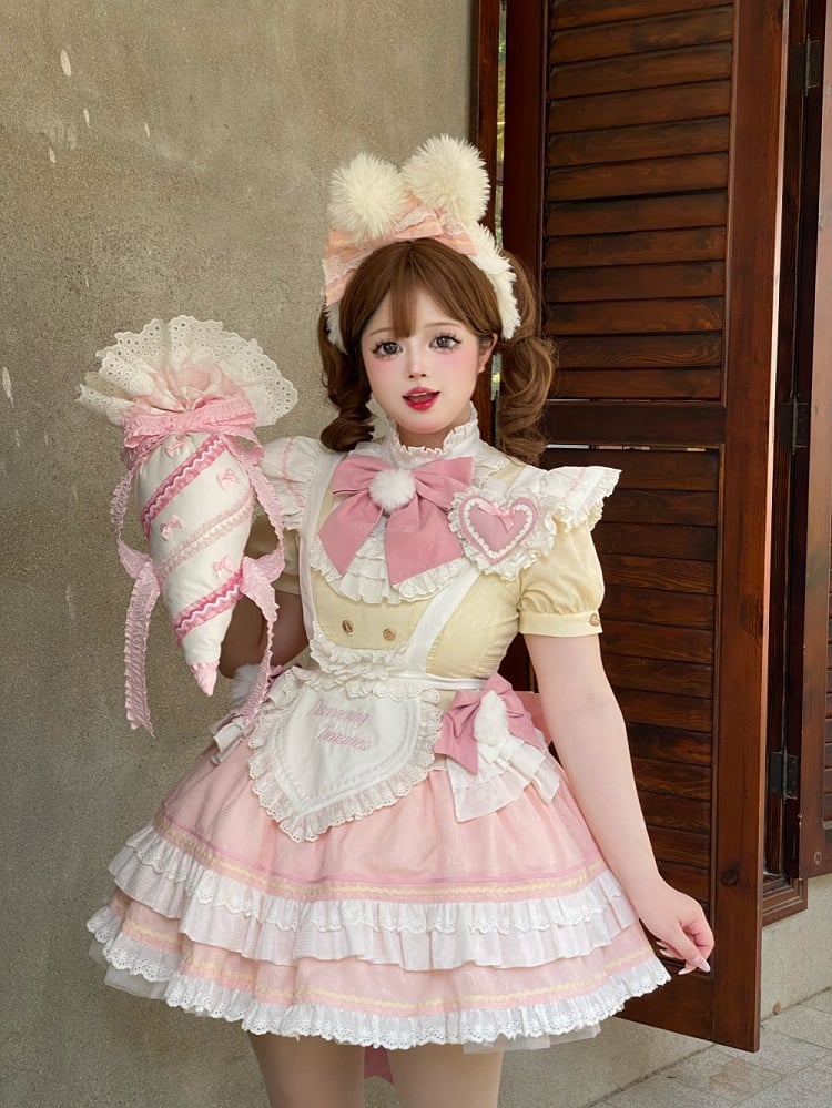 Pink/Blue/Light Coffee Large Bowknot Lace-Trimmed Lolita Decorating Pastry Bag