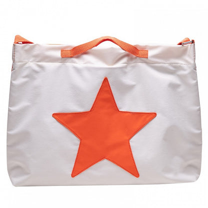 White & Orange Star Tote Bag With Large Capacity