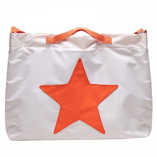 White & Orange Star Tote Bag With Large Capacity
