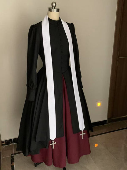 Black and Red Nun Lolita Long Sleeves Dress