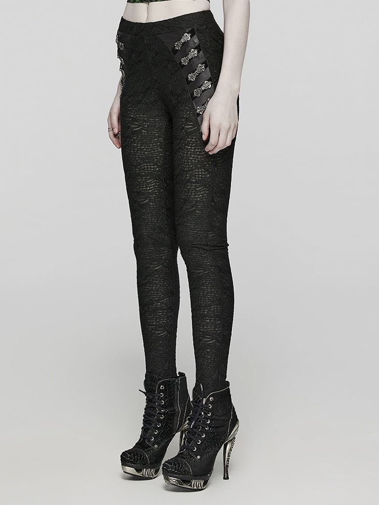 Black Goth Texture Leggings