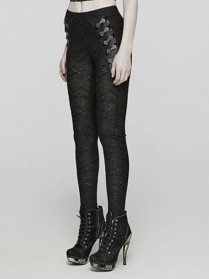 Black Goth Texture Leggings
