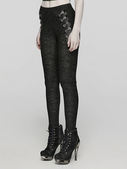 Black Goth Texture Leggings
