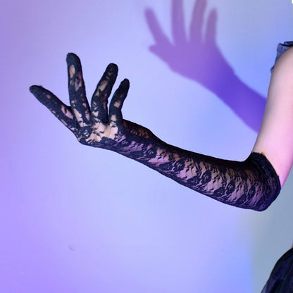Black/White Gothic Nun Lolita Lace Gloves