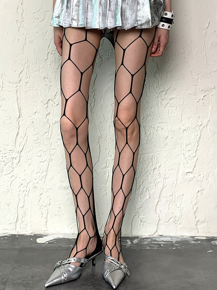 Black/Red/Rose Red Y2K Cut-out Design Tights