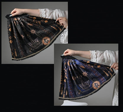 Black / Red / Dark Blue Detachable One-shoulder Cape