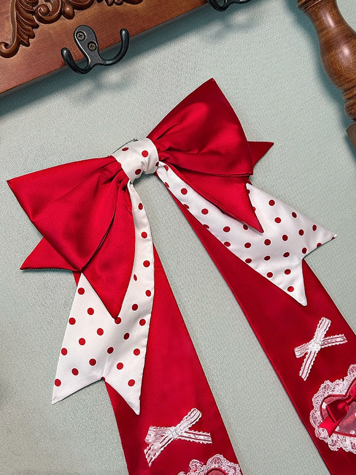 Red Polka Dot Sweetheart Applique Bow Train