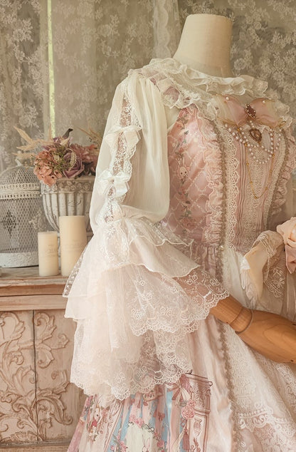 In Stock Round Neckline Trumpet Sleeves Elegant Lolita Blouse